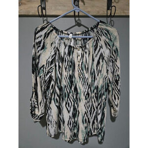 NWY Women's NY Collection Blouse Size Large  White Black